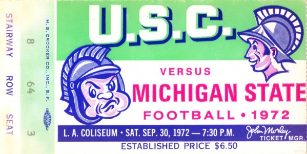 1972 Michigan State vs. USC Football Ticket Art Print